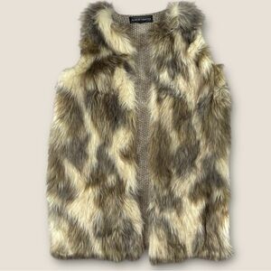 Almost Famous Faux Fur Vest in Brown‎ and Cream